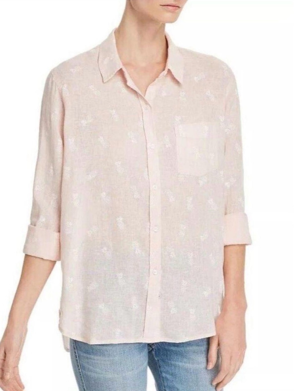 🍍🍍Rails Charli White Pineapples Long Sleeve Button-Down Shirt Size Small